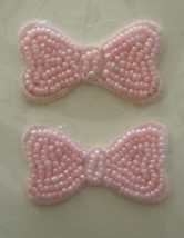 Vintage Pink Bows Sequin Applique Sew-On Sequined Patch Set  NIP  - £7.10 GBP