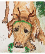Labrador Dog Art Christmas Holiday Pastel Drawing Solomon  - $82.04 CAD