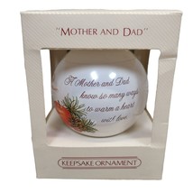 Hallmark Christmas Tree Ornament Mother Mom and Dad Glass Keepsake 1982 Vtg - £7.96 GBP