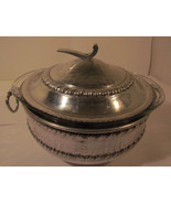 Vintage Clear Pyrex Bowl with Silver Colored Metal Hammered - €58,22 EUR