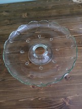 Teardrop Clear Indiana Glass Cake Plate scalloped Edge - £18.30 GBP