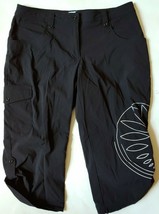 IZOD XFG Stretch Golf Capri Crop Pants Women&#39;s Size 6 Black Cargo Pocket - £17.13 GBP