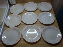 Corelle Forever Yours bread &amp; butter plates pink hearts 9 - £15.14 GBP