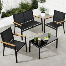 A 4-Piece Outdoor Textile Patio Conversation Set With A Loveseat And Coffee - £122.00 GBP