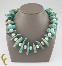 Sterling .Natural Turquoise &amp; Beaded Navajo Native American Necklace - £1,176.82 GBP