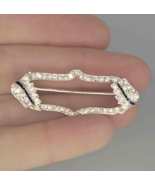WOW 1920s Antique Deco Platinum Diamond Sapphire Pin - $3,439.17