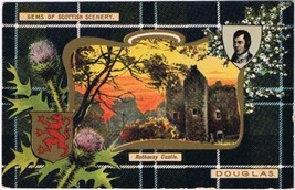 Postcard Gems Of Scottish Scenery Thistle Rothesay Castle Douglas Tartan Burns - £7.90 GBP