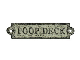 [Pack Of 2] Whitewashed Cast Iron Poop Deck Sign 6&quot; - £33.45 GBP