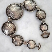 Wwii Era Australian 925 Sterling Silver Coin Bracelet Sky - £99.55 GBP