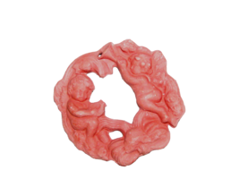 terracotta Christmas ORNAMENT 2 cherubs w/horn harp 1 side 3-D (ebay 3 w... - $3.00