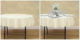 70&quot; Round Polyester Tablecloth for Wedding Event Banquet Party - Ivory - P01 - £26.62 GBP