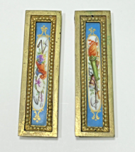 Pair of Hand Painted Sevres style “bleu de celeste’&#39; Porcelain Plaques Mounted - £137.69 GBP