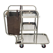 3 Shelf Stainless Steel Janitor Cart w/ Cloth Bag Housekeeping Cleaning ... - $243.44 CAD