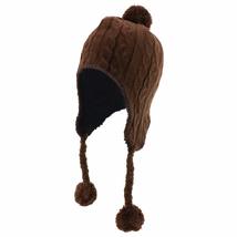 Trendy Apparel Shop Pom Pom Winter Ear Flaps Soft Fuzzy Peruvian Beanie Hat - Br - £15.97 GBP