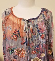 Johnny Was Embroidered Mesh Blouse with Slip Sz-1X Multicolor Floral - £151.51 GBP