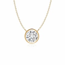 Angara Natural 3mm Diamond Solitaire Pendant Necklace in 14K Yellow Gold - £278.35 GBP