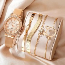 Women&#39;s Quartz Watch Luxury Leather Band Analog Wrist Watch &amp; bracelet set - $12.89