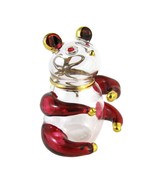 Soffieria Parise Blown Glass Panda Bear Figurine verto soffiato Red &amp; Go... - $13.86