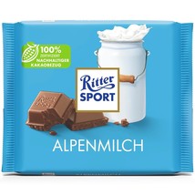 Ritter Sport milk chocolate bar ALPINE MILK chocolate 100g- FREE SHIPPING - £7.78 GBP