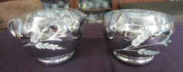Vintage Silver Coated Clear Glass with Floral Stem Creamer and Sugar Bowl Set - £13.41 GBP