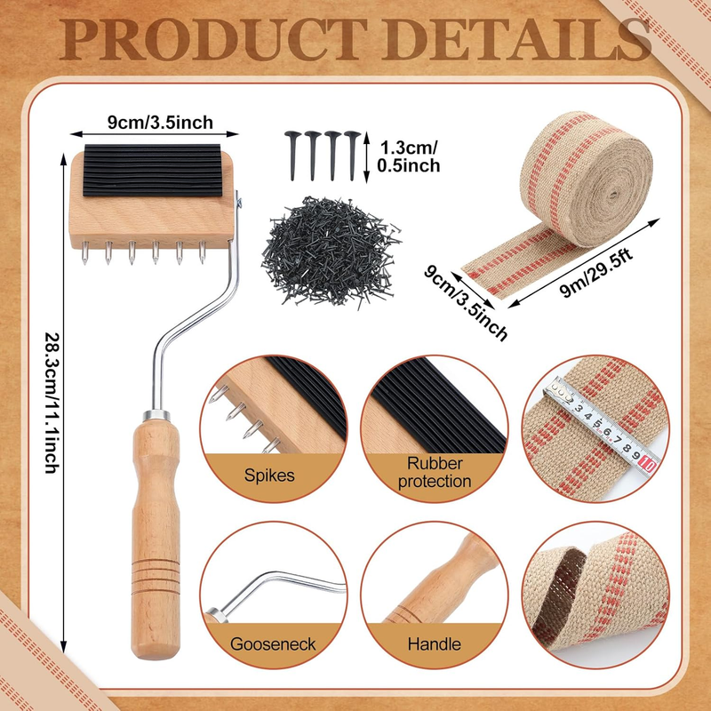 Lanties Upholstery Tool Set-3.5" Burlap Jute Webbing Tape 10 Yards, Webbing Stre Item image 2