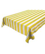 58&quot;x144&quot; - Yellow and White - 2 Inch Stripes Tablecloth Polycotton Weddi... - £55.02 GBP