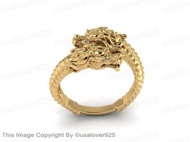 Unique Chinese Dragon Design CZ  Diamond Stone High Quality Brass Ring Jewelry - £47.31 GBP
