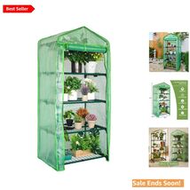 4 Tier Greenhouse Indoor Outdoor Garden Plant Growers Green PE Portable ... - $71.23