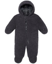 S Rothschild &amp; Co Infant Boys Hooded Faux sherpa Footed Pram,Charcoal,6-9 Months - £21.70 GBP