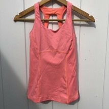 Lululemon Run Pace Pop Orange Pink Tank Top Mesh Cutout Womens 2 - $26.12