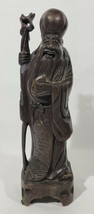 12&quot; Antique Chinese Carved Wood Shou Hsing God of Longevity Sculpture Statue - £224.73 GBP