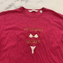 Victorias Secret Vintage Night Shirt Size M Bright Pink Embroidered Pjs ... - $24.74