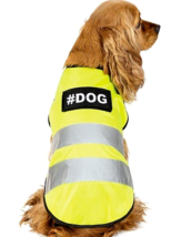 Reflective Yellow Safety Vest For Dogs Sz M Rain Proof Breathable &amp; Adjustable - £9.58 GBP