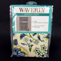 Waverly Imperial Dress One Rod Pocket Tier Pair Blue Valance 52"x36" New Cotton - $27.71