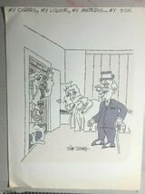 vintage signed 9" x 12"  Jim Jones risque magazine illustration - $49.49