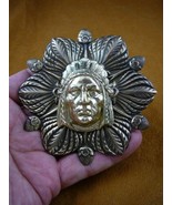 (B-NATIVE-14) Native man Chief traditional HEADDRESS flower brass Pin Pe... - £24.43 GBP