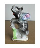 Vintage Ceramic Elephant Figurine Japan Miniature Trunk Up Collectible D... - $10.00