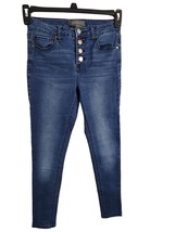 Harper Jeans 25 Womens Mid Rise Button Fly Dark Wash Skinny Leg Casual Blue - £13.64 GBP