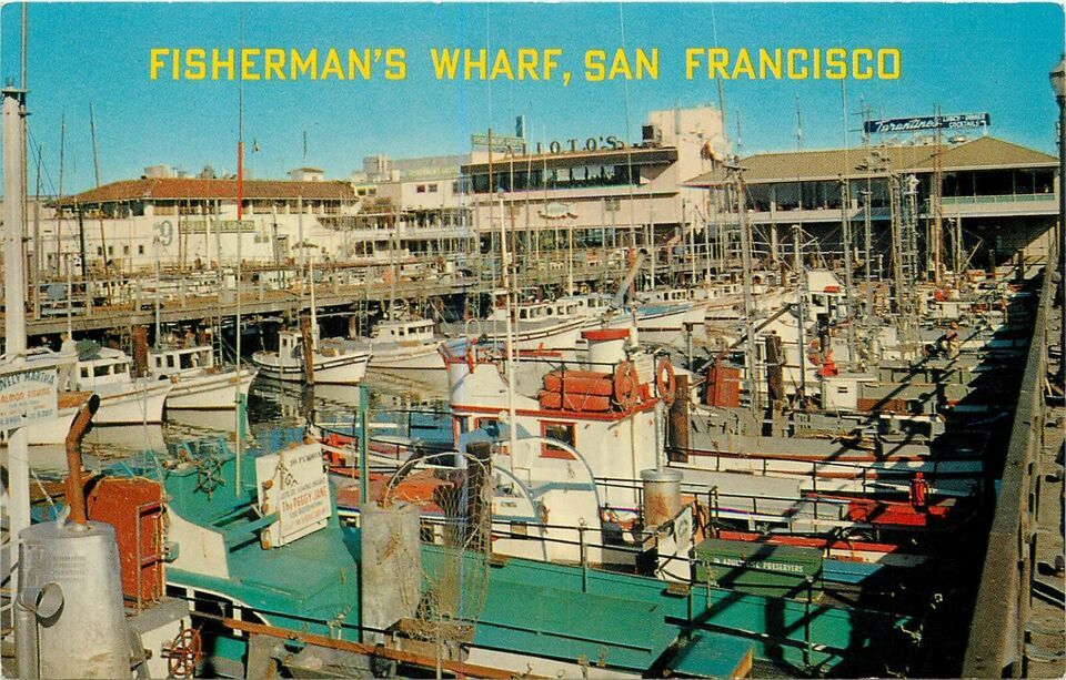Chrome Postcard CA J245 San Francisco Fishermans Wharf Fishing Boats Sea... - $3.47
