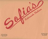 Sofia&#39;s Ristorante Italiana Menu W 46th New York City McKinney Ave Dalla... - $37.62