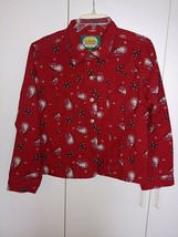 Cabela&#39;s Ladies Ls Button 100% Cotton Red Paisley Denim JACKET-M REG.-NWOT-NICE - £13.34 GBP