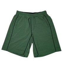 Lululemon Mens Athletica Green Shorts Striped Athleisure Running 30&quot; Waist  - $26.72