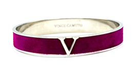 Vince Camuto Fuchsia Faux Suede V Logo Bangle Bracelet - $17.82