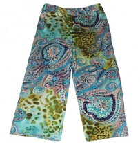 HARVE BENARD Paisley Jacobean Leopard Colorful Wide Leg Capri Pants Wm&#39;s 4 - $29.99