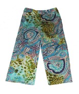 HARVE BENARD Paisley Jacobean Leopard Colorful Wide Leg Capri Pants Wm&#39;s 4 - $41.01 CAD