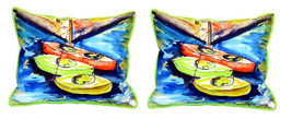 Pair of Betsy Drake Kayaks Small Pillows 11 Inch X 14 Inch - £54.71 GBP