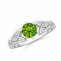 ANGARA Solitaire Round Peridot Celtic Knot Ring for Women in 14K Solid Gold - £523.80 GBP