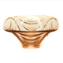 Vintage Peach SquareArt Glass Candy Dish Fruit Salad Bowl Center Piece 4... - £27.16 GBP