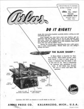 1954 Atlas  No. 3061 10&quot; Tilt Arbor Table Saw  Instructions - £16.43 GBP