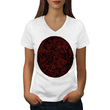 Wellcoda Stars Signs Circle Womens V-Neck T-shirt, Ornament Graphic Design Tee - £16.02 GBP